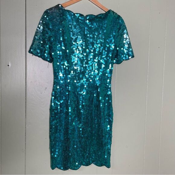 90's‎ Niteline Sequin Turquoise Hoco Mini Dress Vintage 4 - Picture 3 of 10